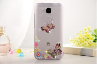 Луксозен твърд гръб ултра тънък прозрачен с камъни за Huawei G8 / Huawei GX8 пеперуди
